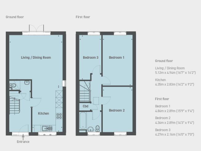 Floor plan, 3 bedroom house - artist's impression subject to change